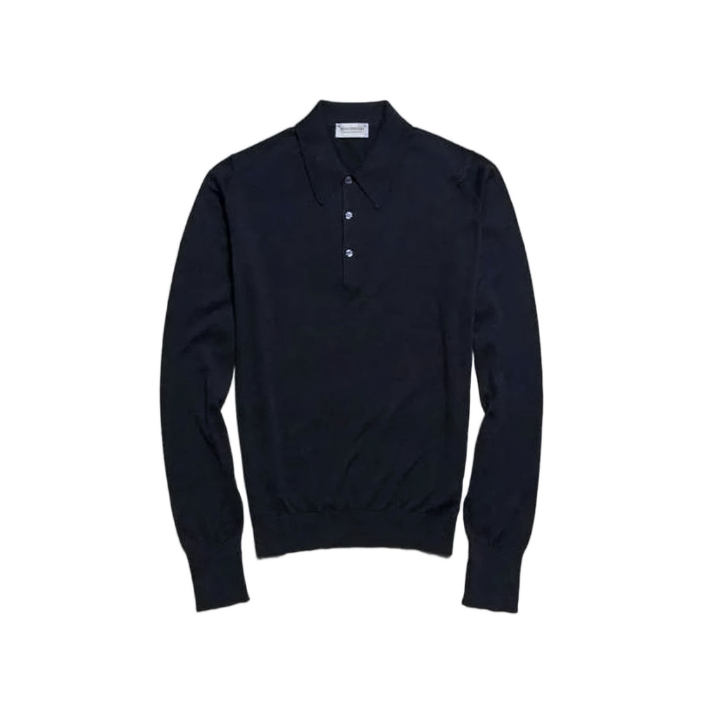 JOHN SMEDLEY Long-Sleeve Polo Shirt With Classic Collar And Three-Button Placket
